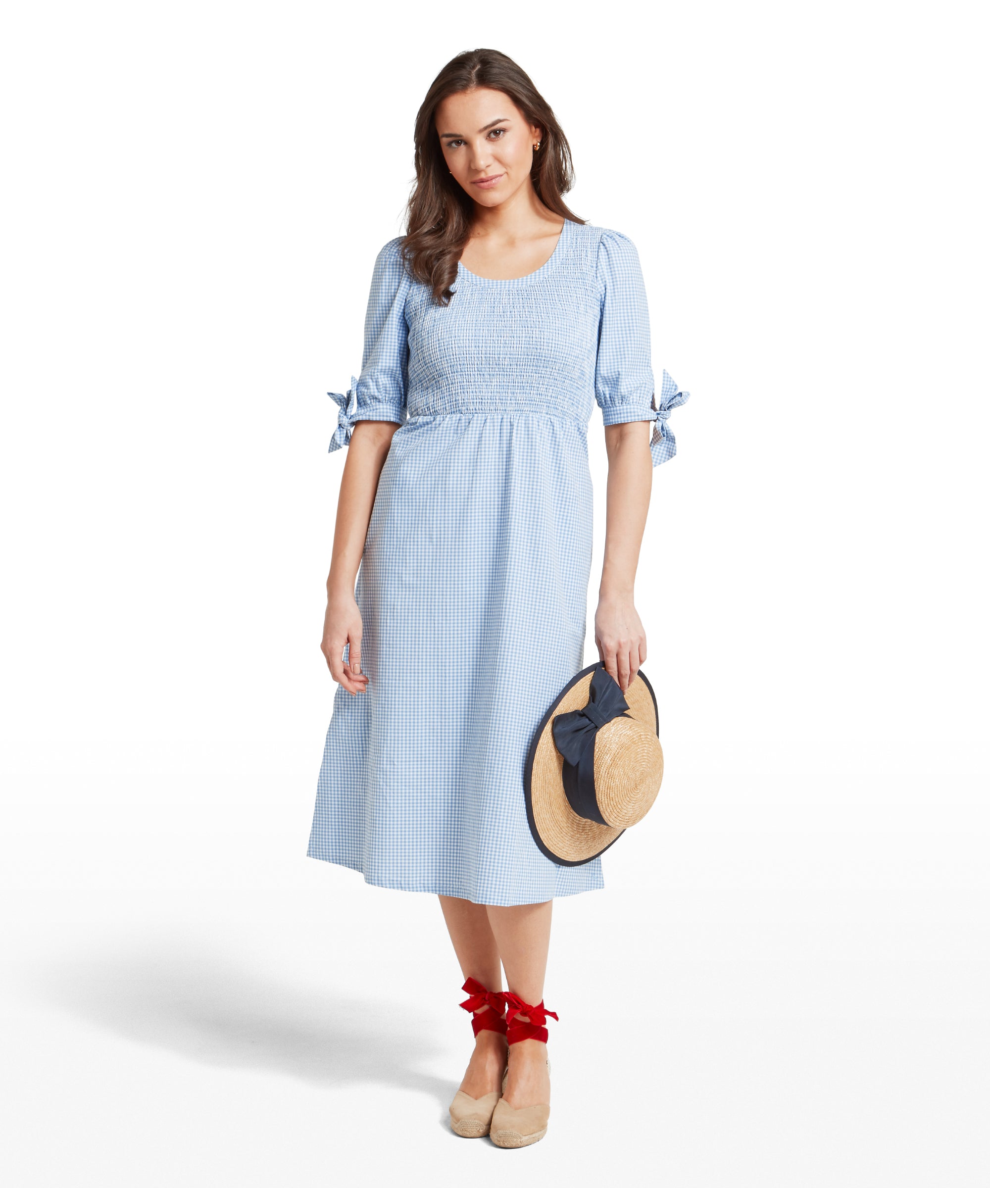 Flora Gingham Dress - Denim Blue