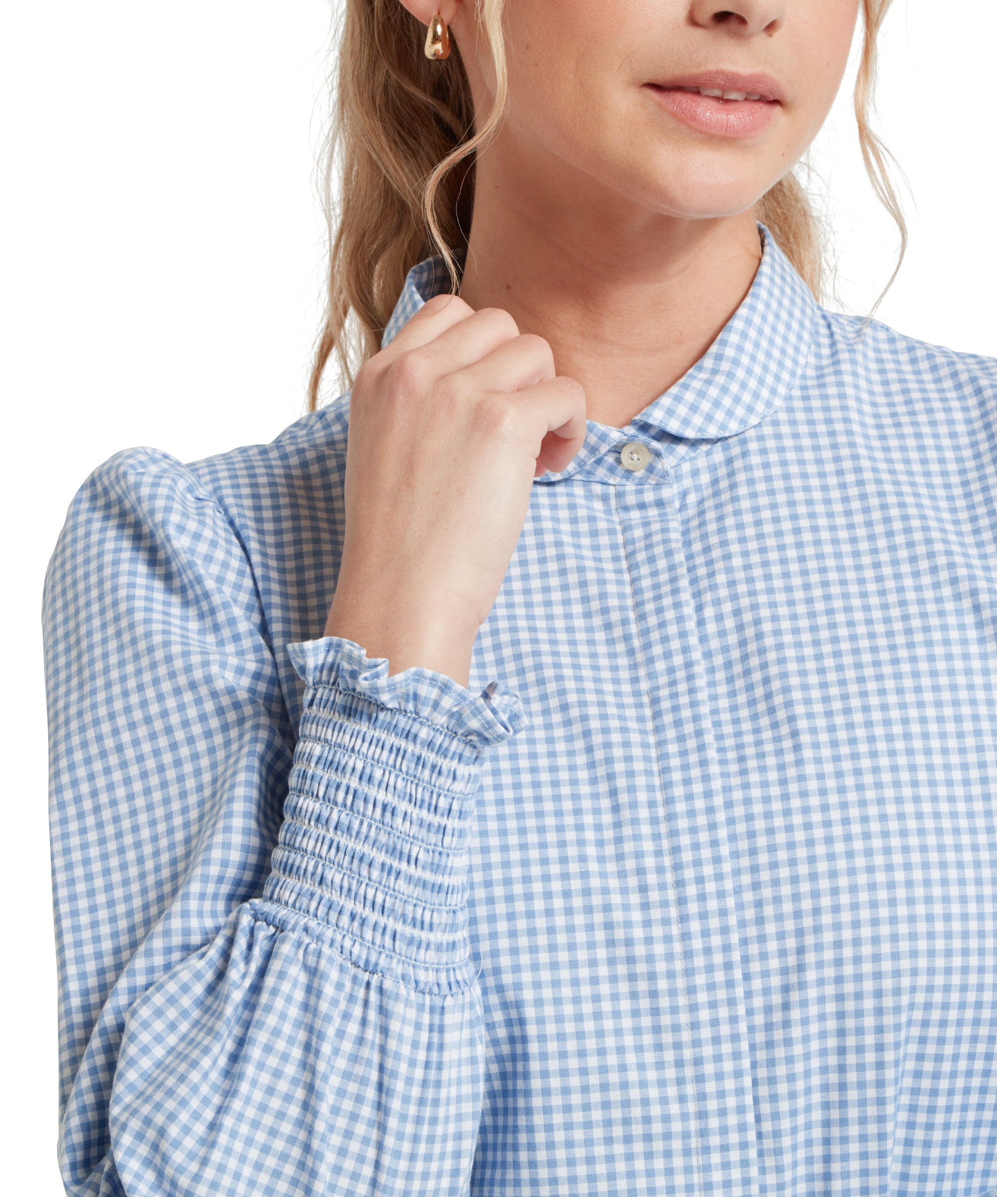 Flora Gingham Shirt - Denim Blue