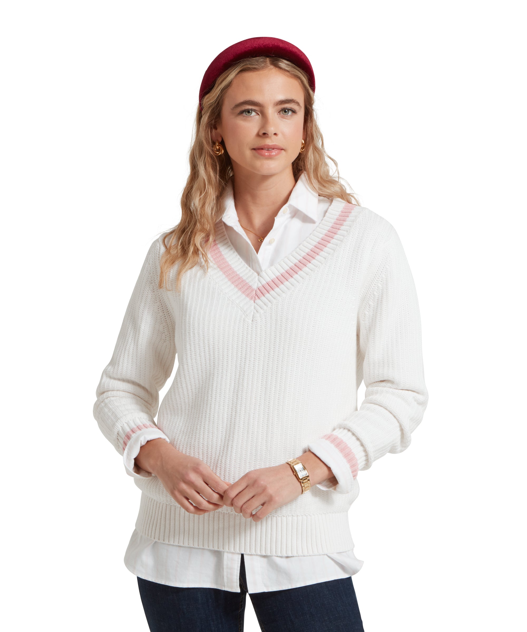 Hambledon Jumper - Soft White/Blush