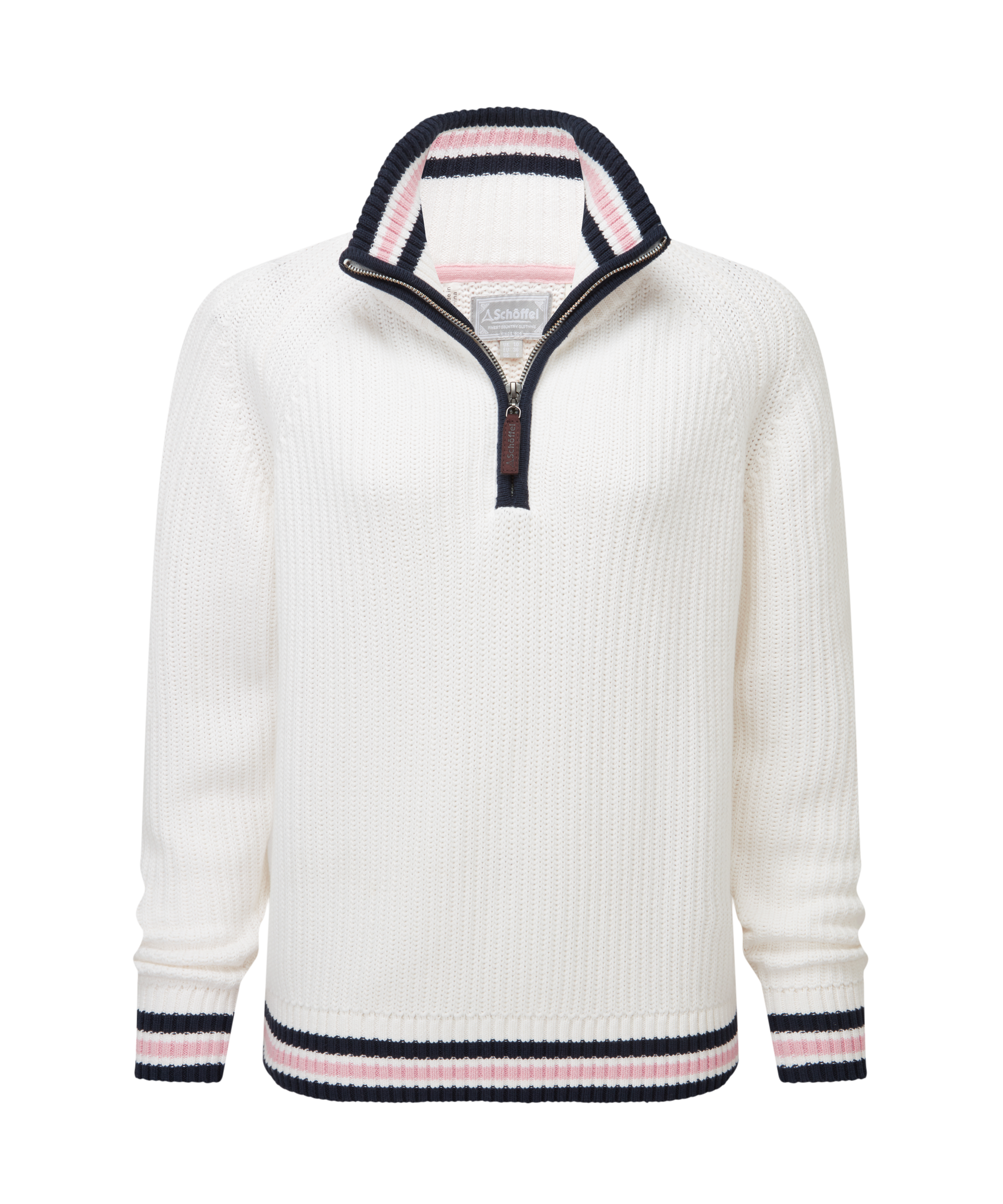 Havelet Bay Quarter Zip Jumper - Soft White/Blush