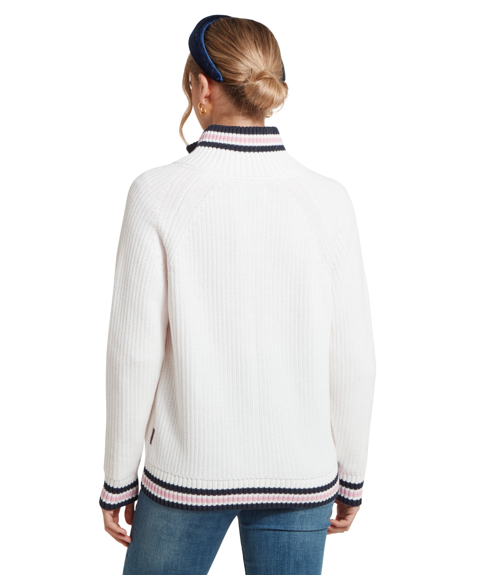 Havelet Bay Quarter Zip Jumper - Soft White/Blush