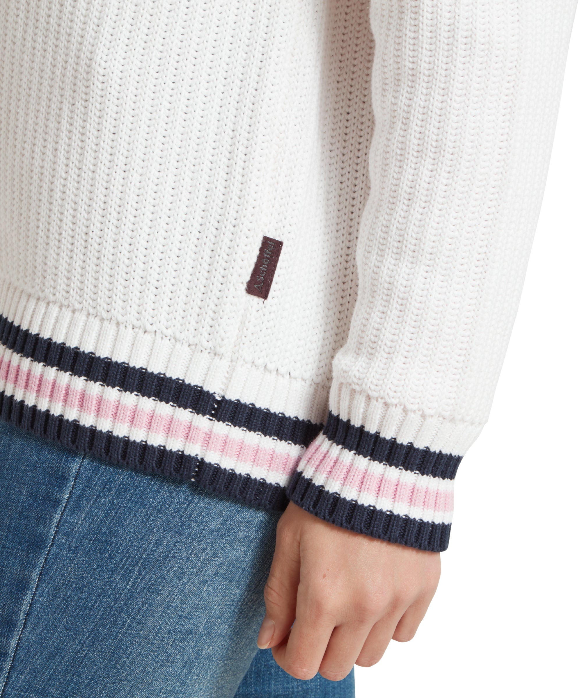 Havelet Bay Quarter Zip Jumper - Soft White/Blush