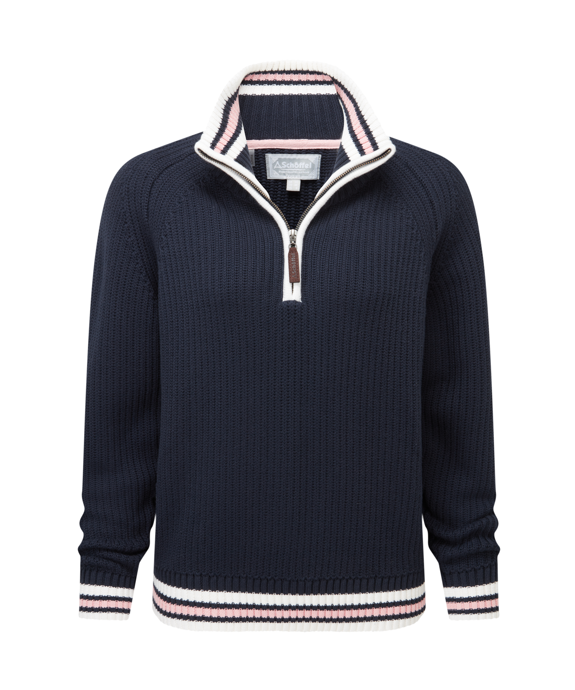 Havelet Bay Quarter Zip Jumper - Navy/Blush