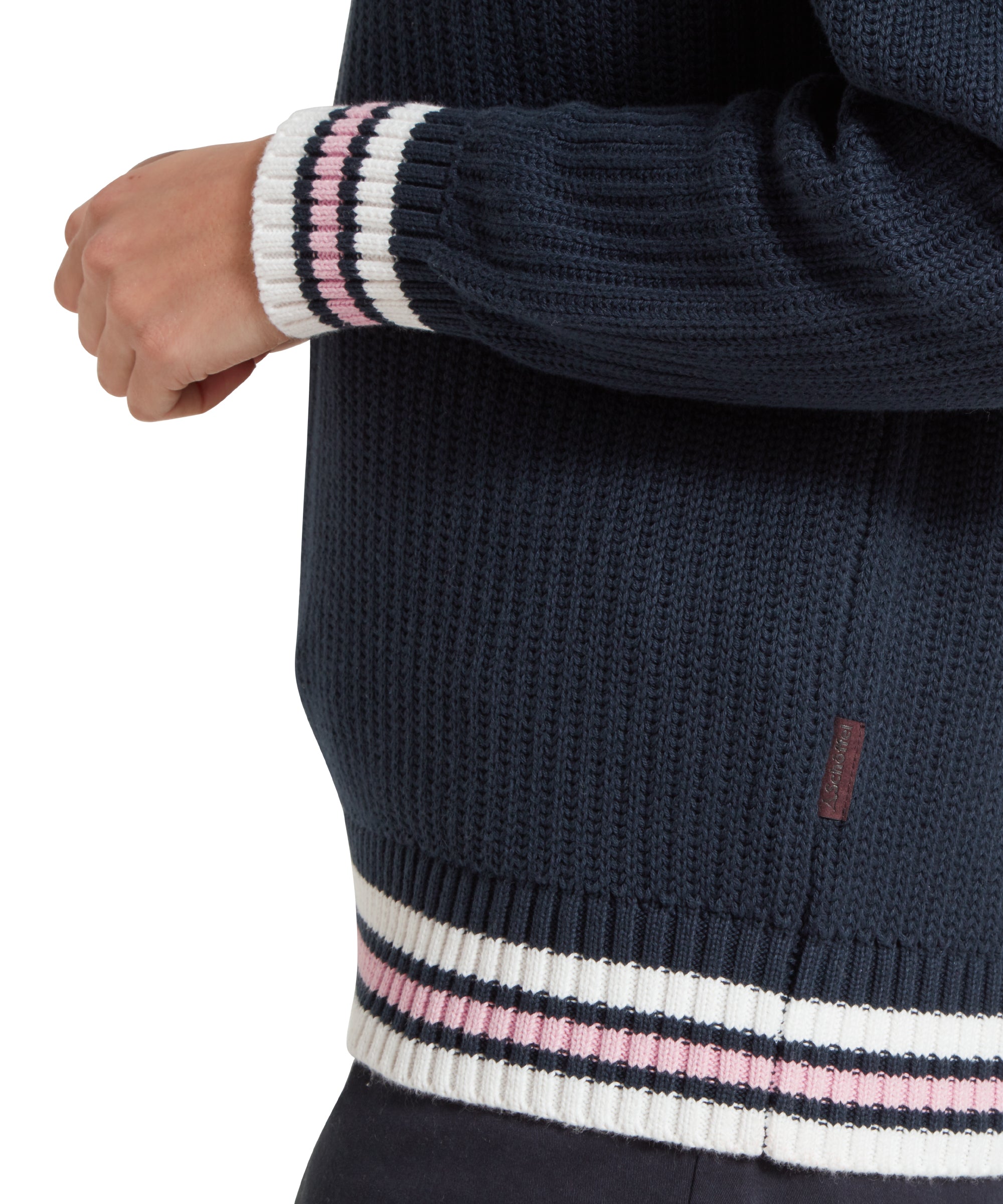 Havelet Bay Quarter Zip Jumper - Navy/Blush