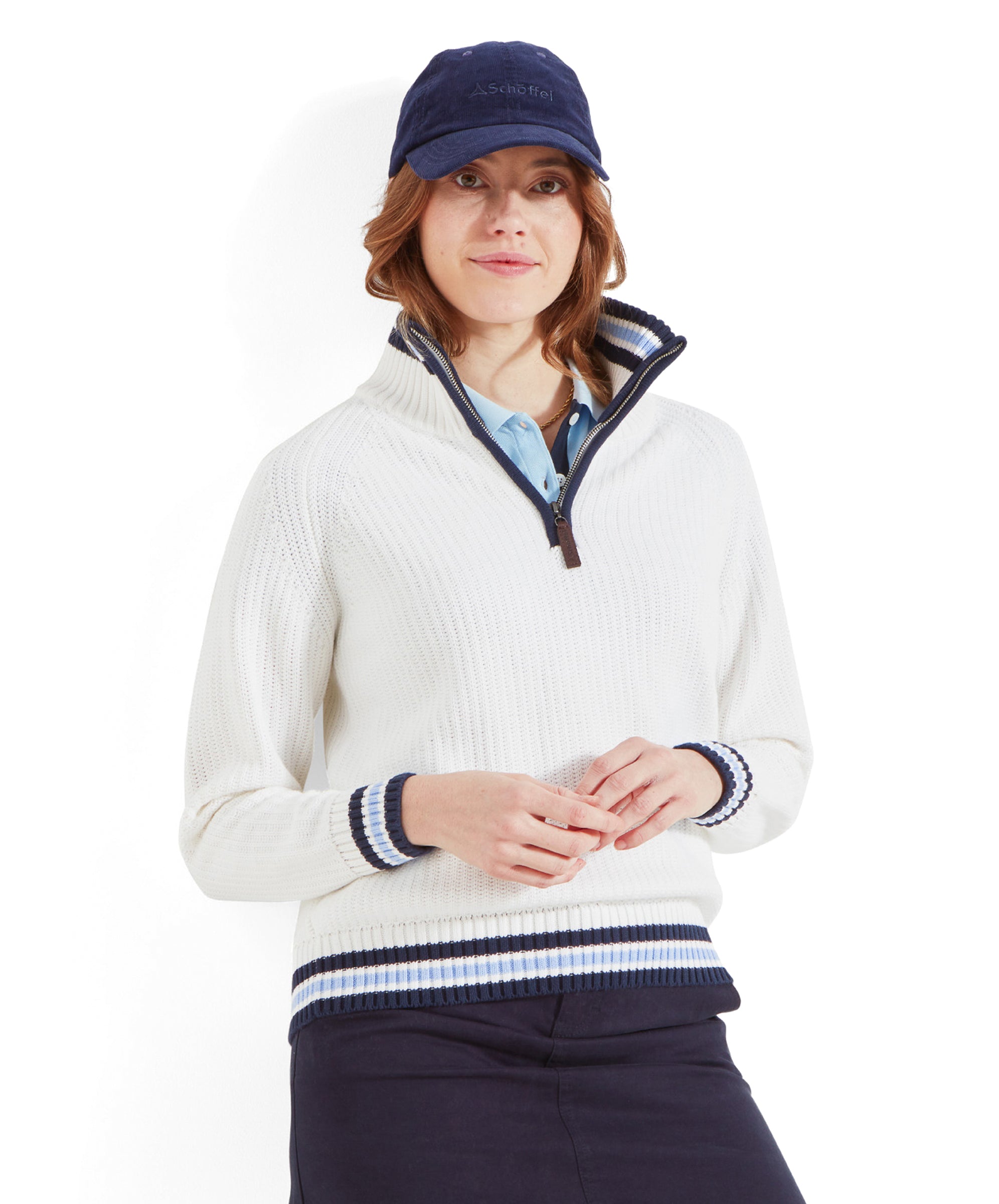 Women s Havelet Bay Quarter Zip Jumper Blue Schoffel Country