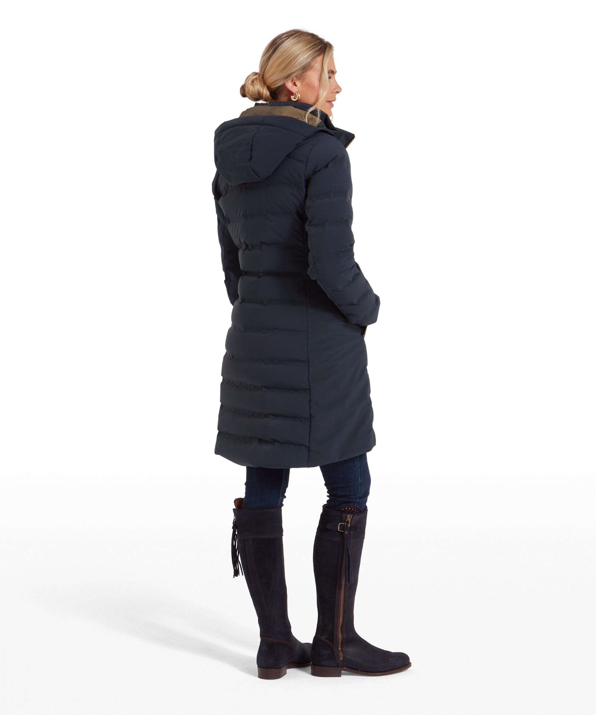 Navy down coat women's hotsell