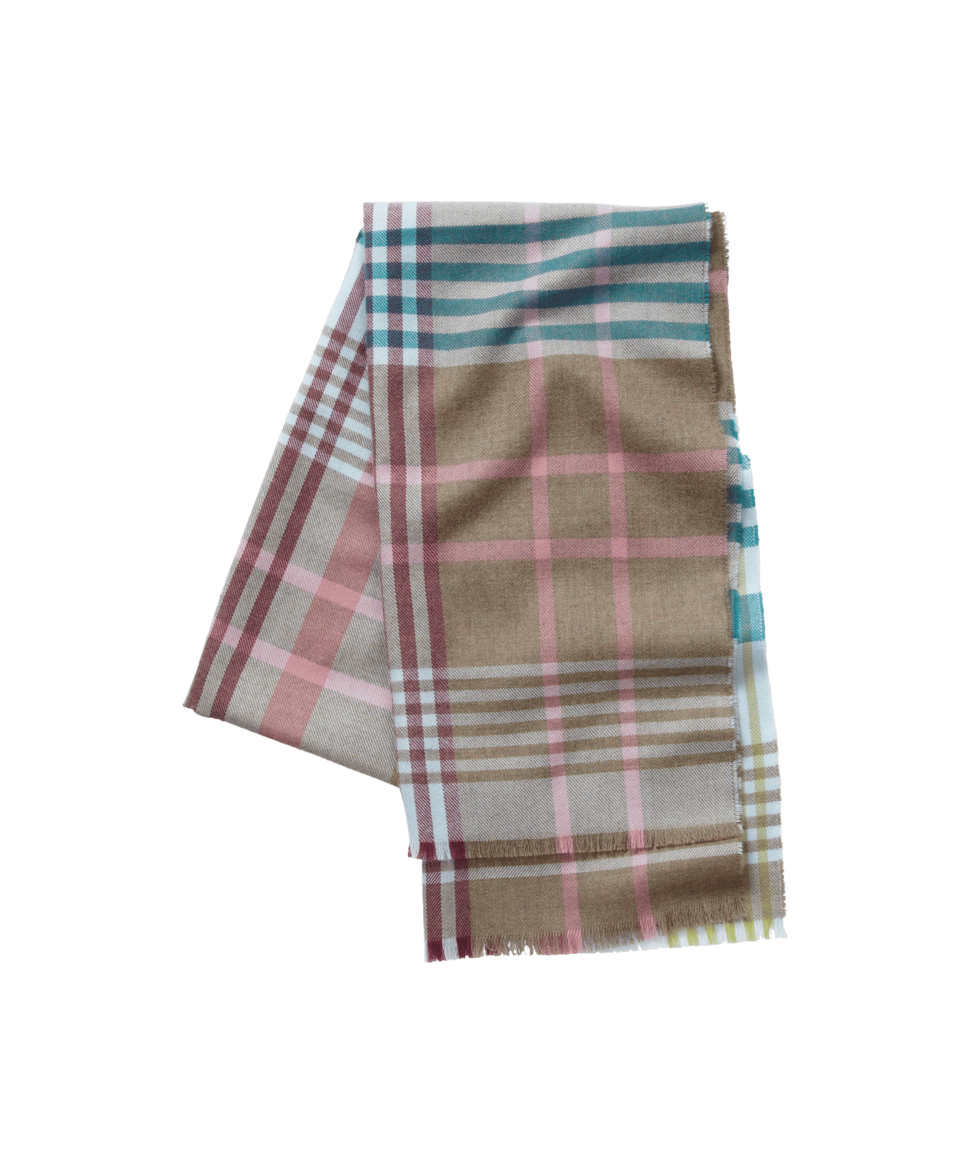 Women's Merino Check Scarf - Pale Blue