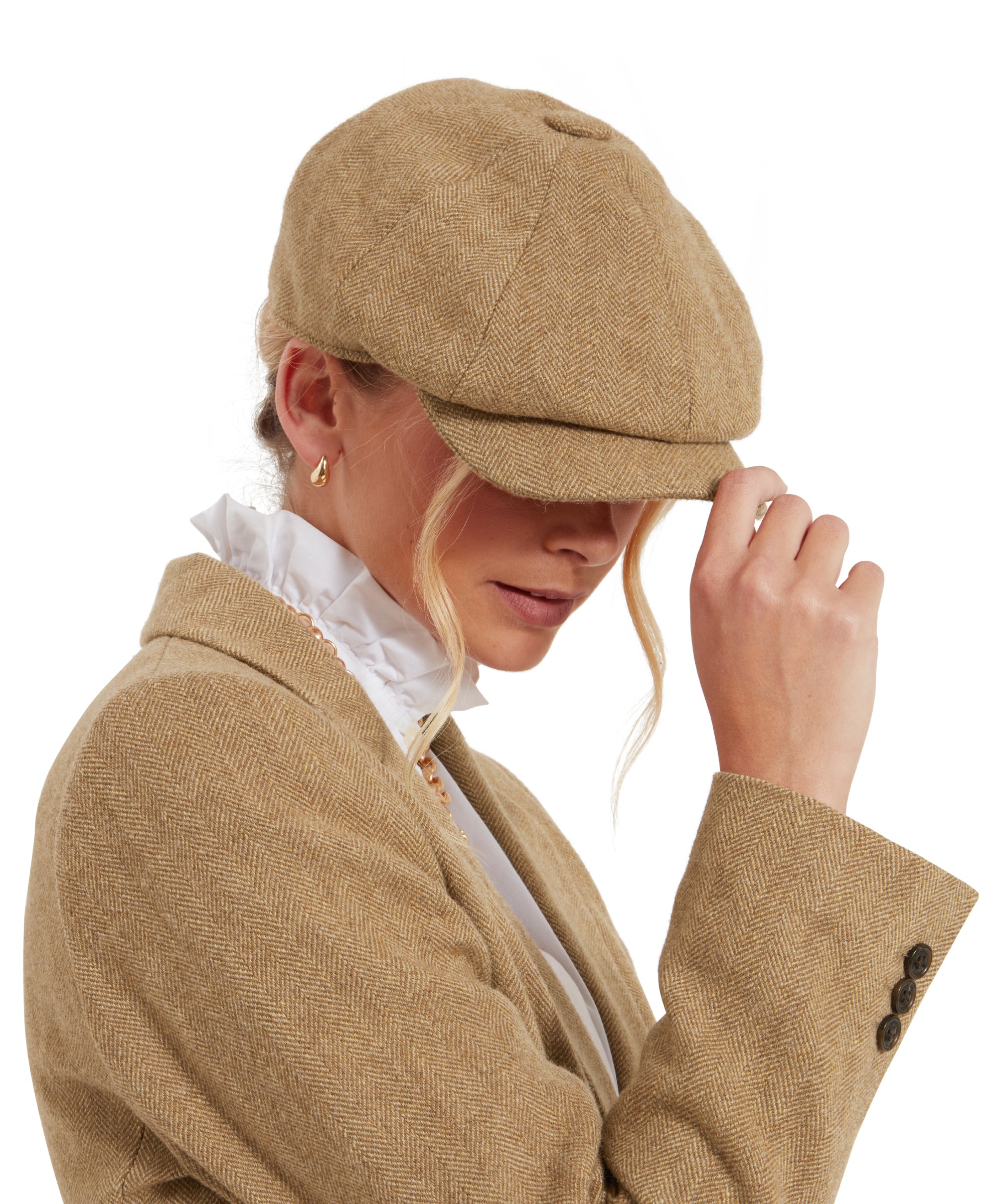 Women's Newsboy Tweed Cap - Oak Herringbone Tweed