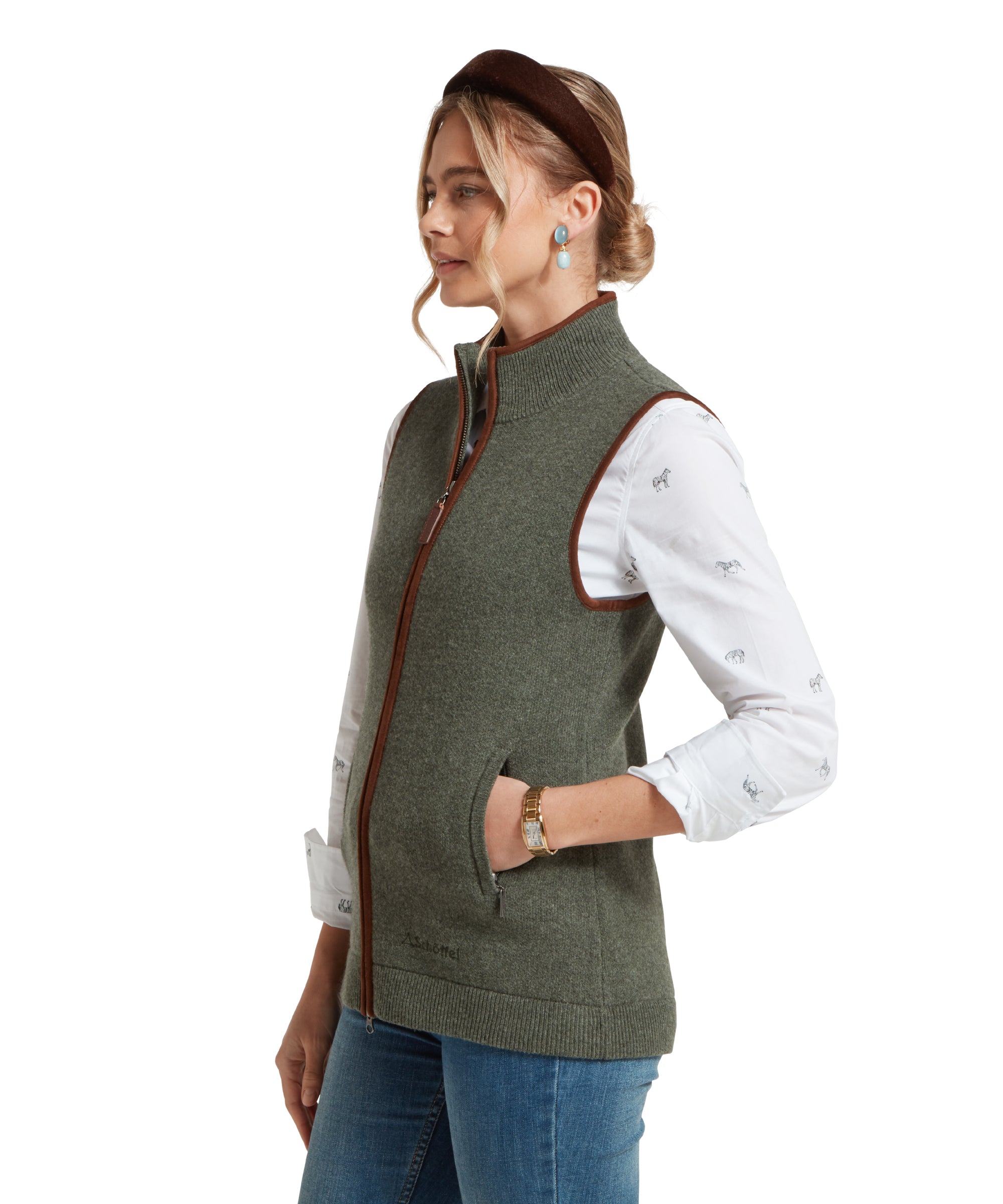 Women's Orkney Merino Gilet - Cedar Green