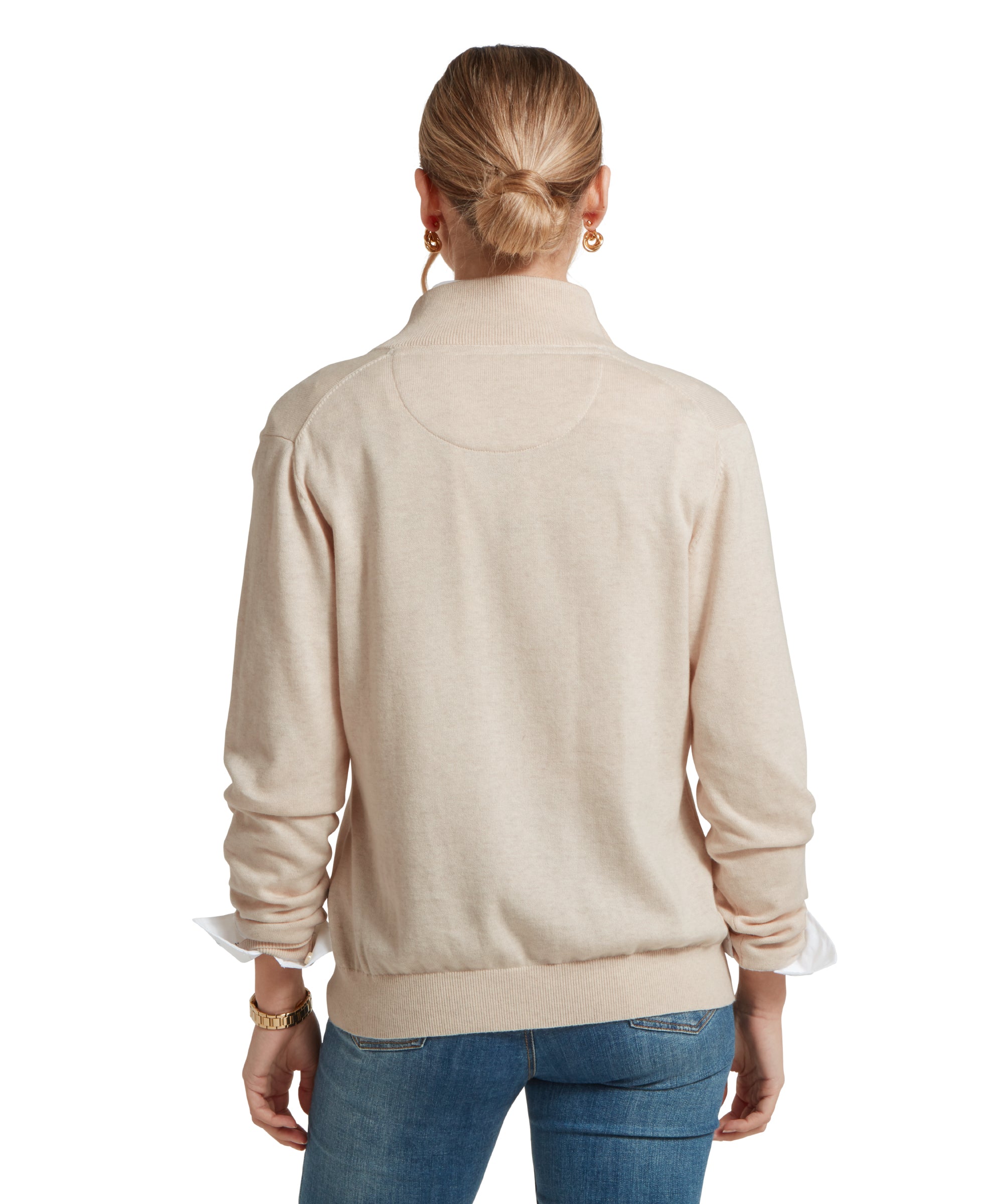 Polperro Pima Cotton Quarter Zip - Oat