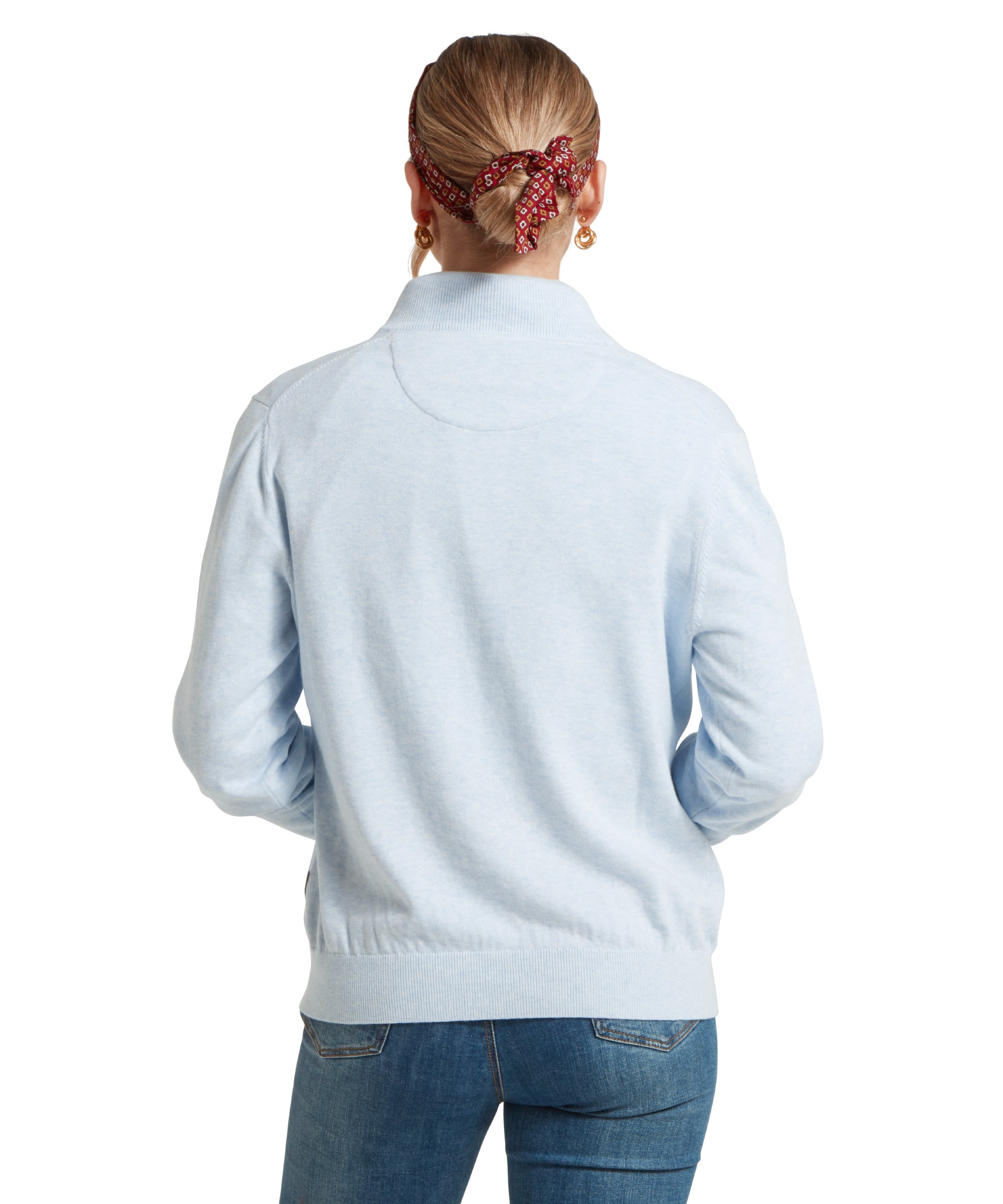 Polperro Pima Cotton Quarter Zip - Blue Water