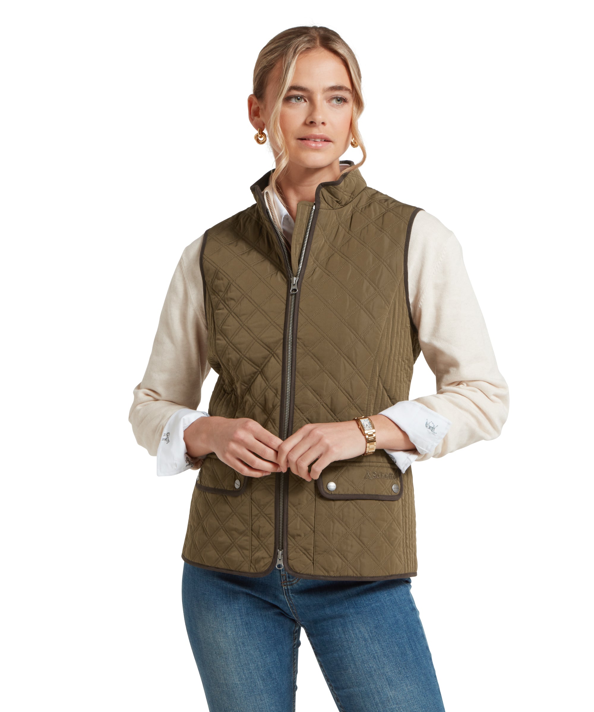 Women's Quilt Gilet - Olive