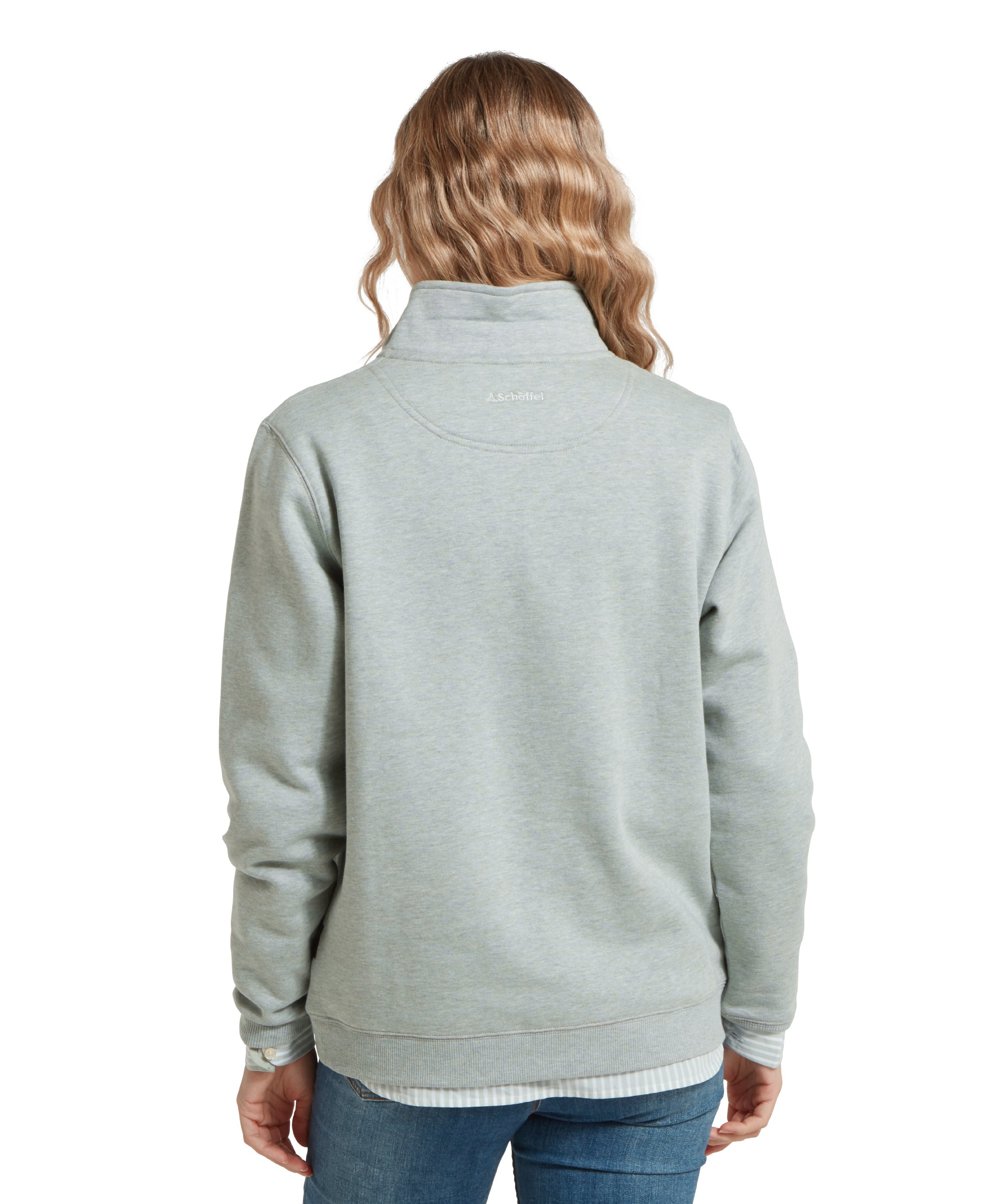 Sennen Cove Quarter Zip Sweatshirt - Aqua Grey