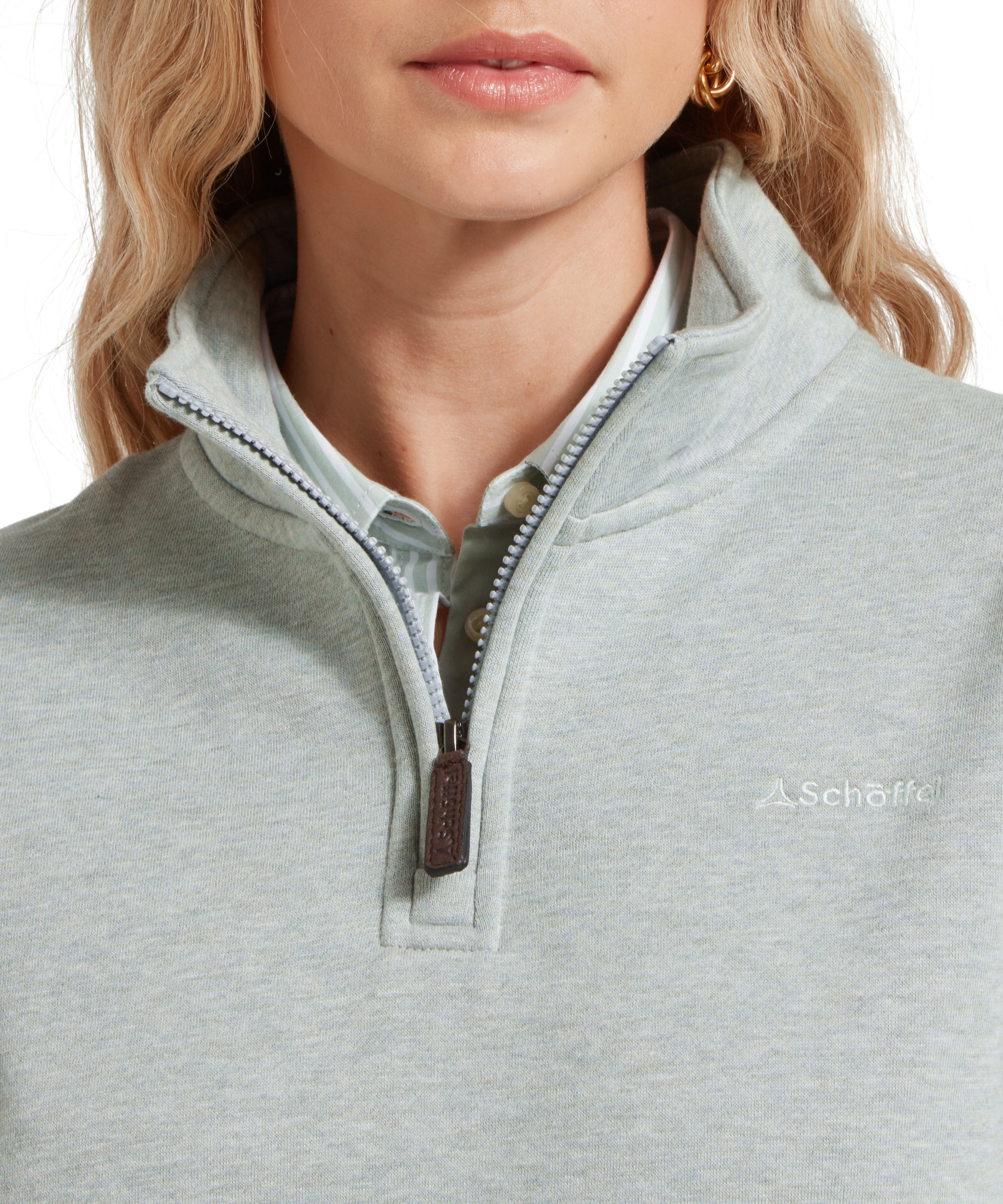 Sennen Cove Quarter Zip Sweatshirt - Aqua Grey