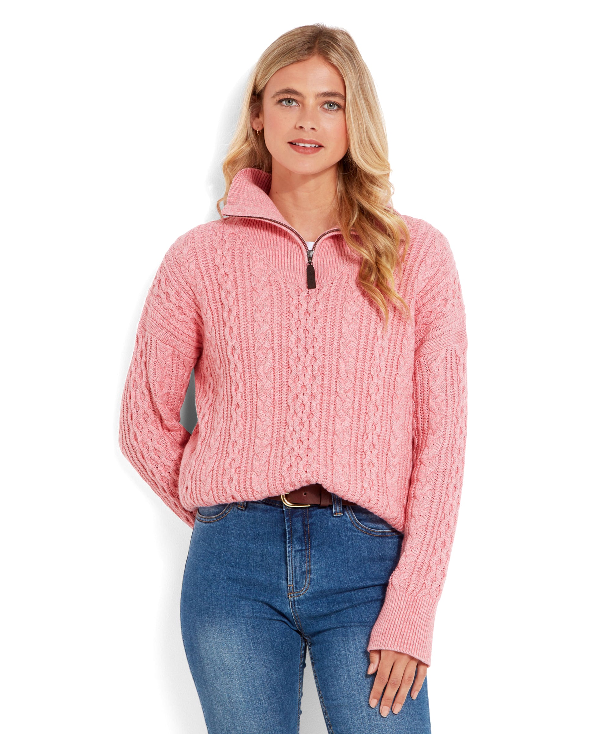 Women s Settle Quarter Zip Dusky Pink Schoffel Country