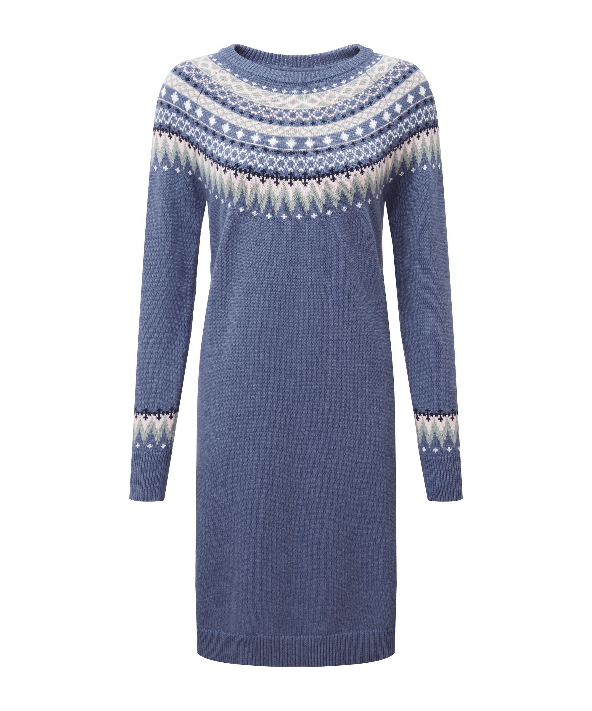 Women s Shetland Fairisle Dress Blue Schoffel Country