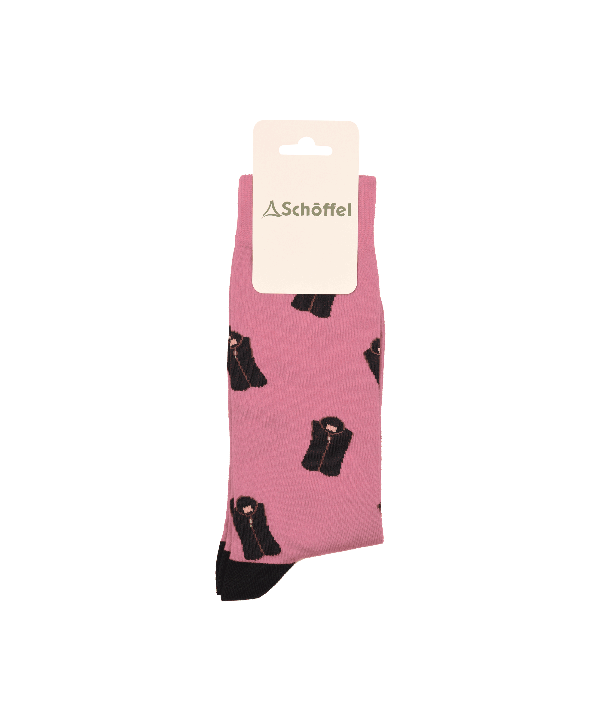 Schöffel Single Cotton Sock for Women in Black and Pink