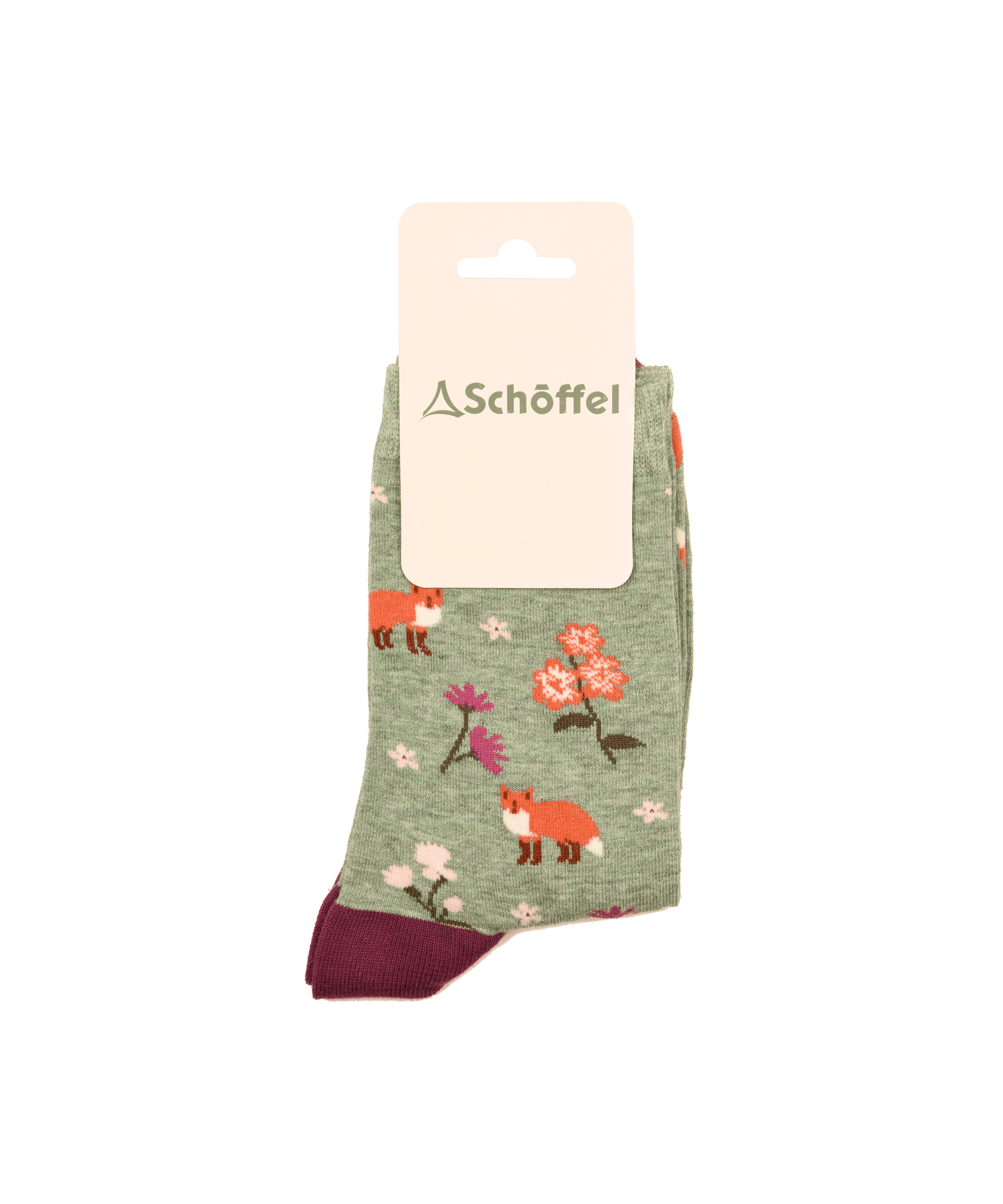 Schöffel Single Cotton Sock for Women in Green and Brown