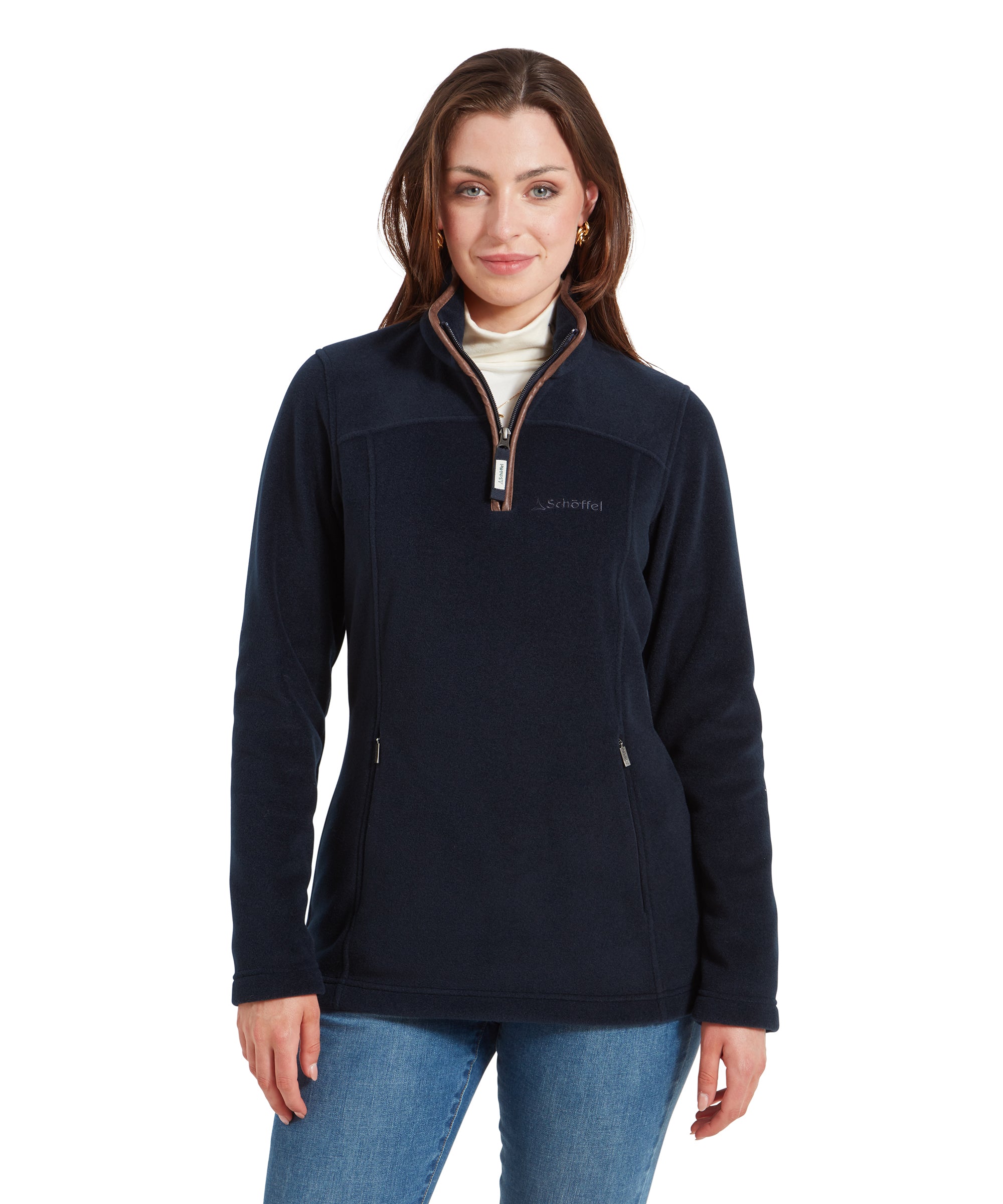 Ladies navy zip up fleece sale