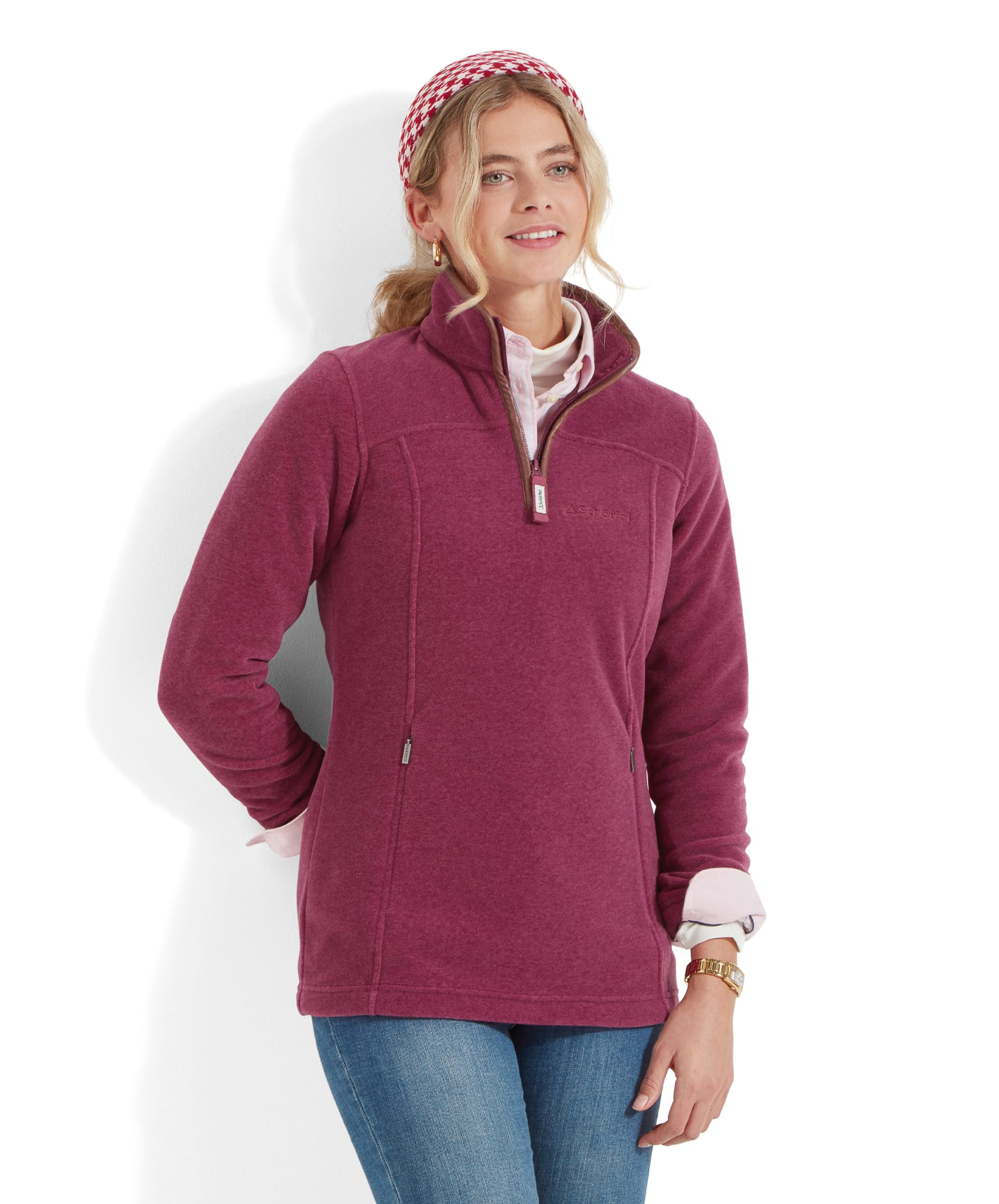 Womens fleece pullover quarter zip sale