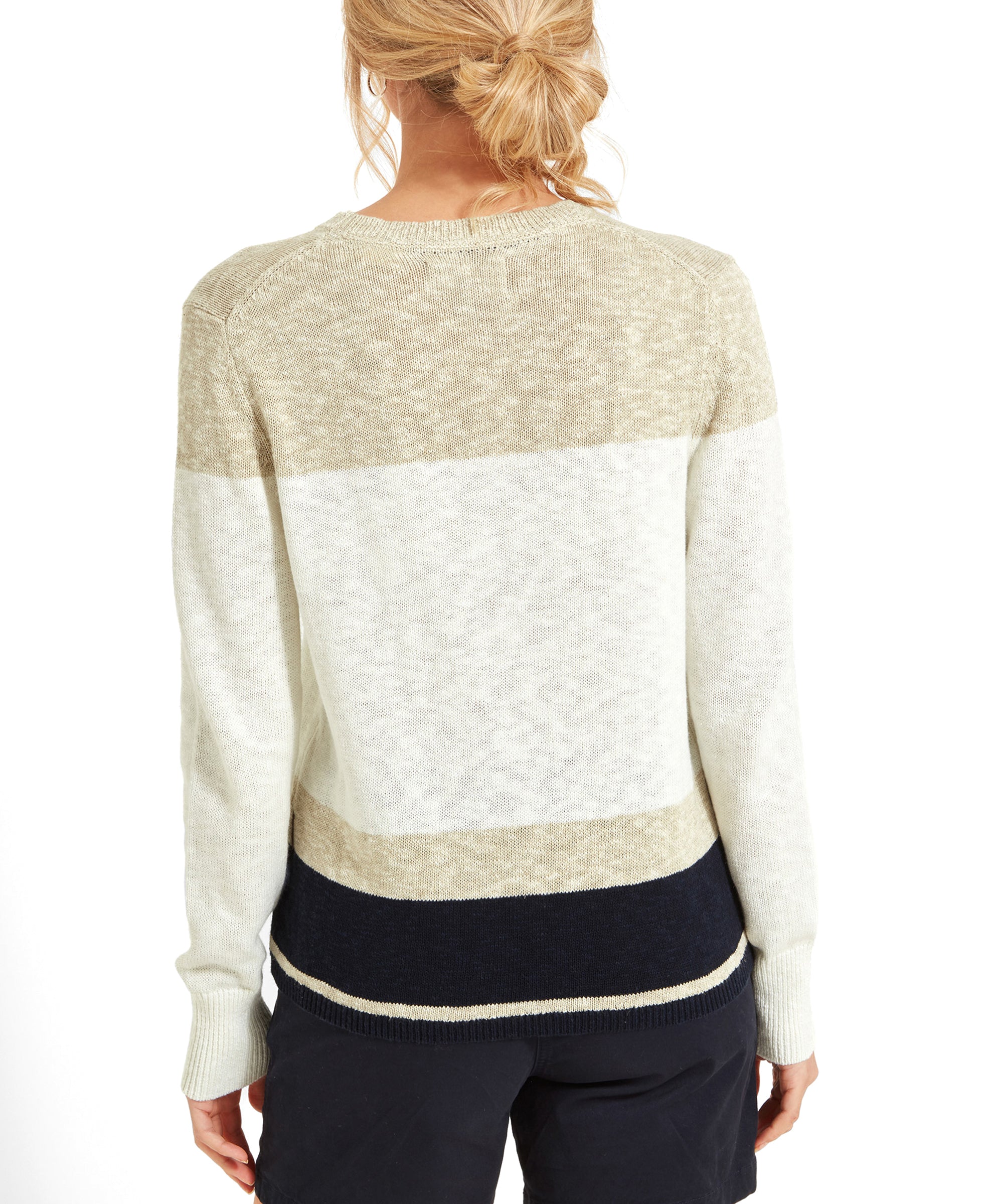 Back view of the Schöffel Treyarnon Bay Jumper for Women in Light Brown, showcasing its simple and classic design.