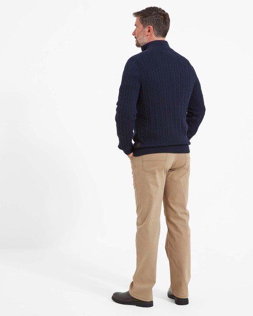 Navy Cotton Cashmere Cable Knit Sweater – JACHS NY