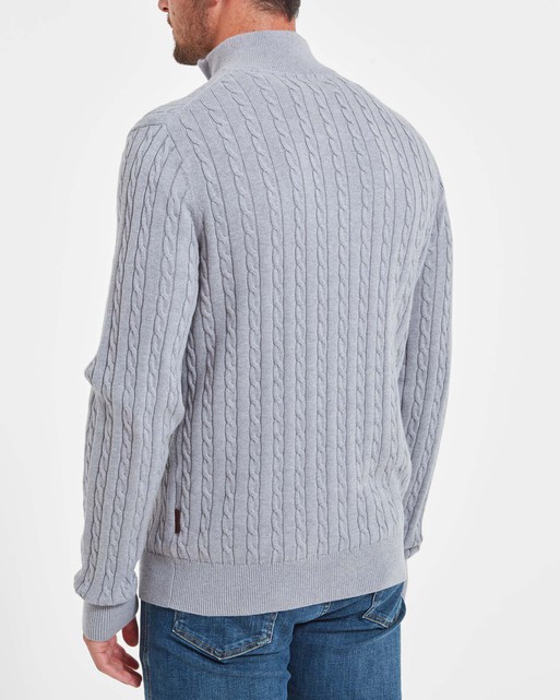 Cable-knit zip-neck sweater